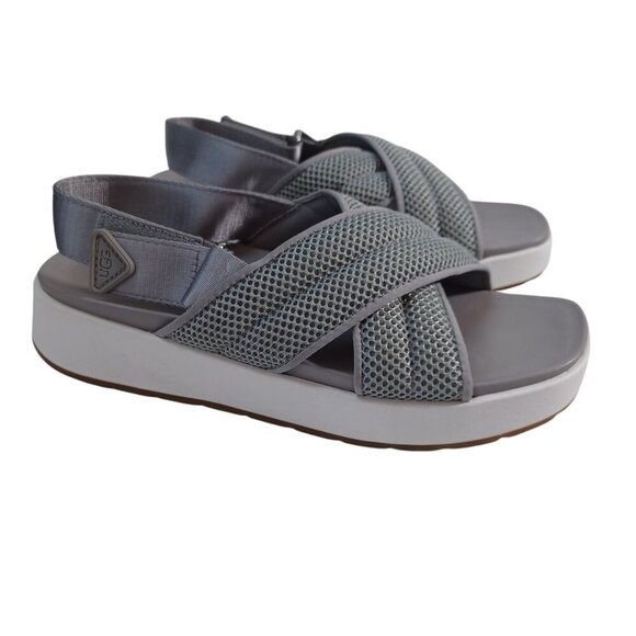 Ugg Nella Slingback Sandals Gray Mesh Strappy Criss Cross Wedge Womens 8 - Picture 1 of 16